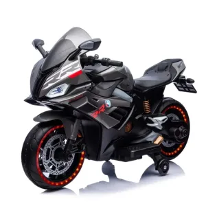 Battery-Powered Ride-On RR Bike for Kids with Wings (Black)